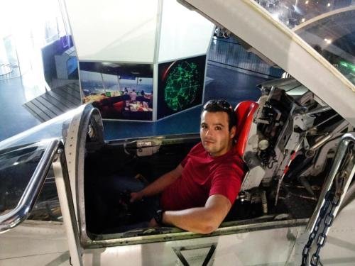 Avelino inside some rusted fighet jet - Gran Canaria (Spain